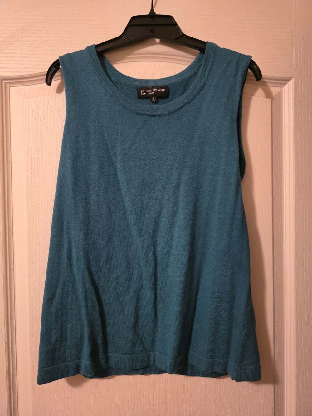 Jones New York Collection Turquoise Blue Scoop Neck Knit Tank Top Size L